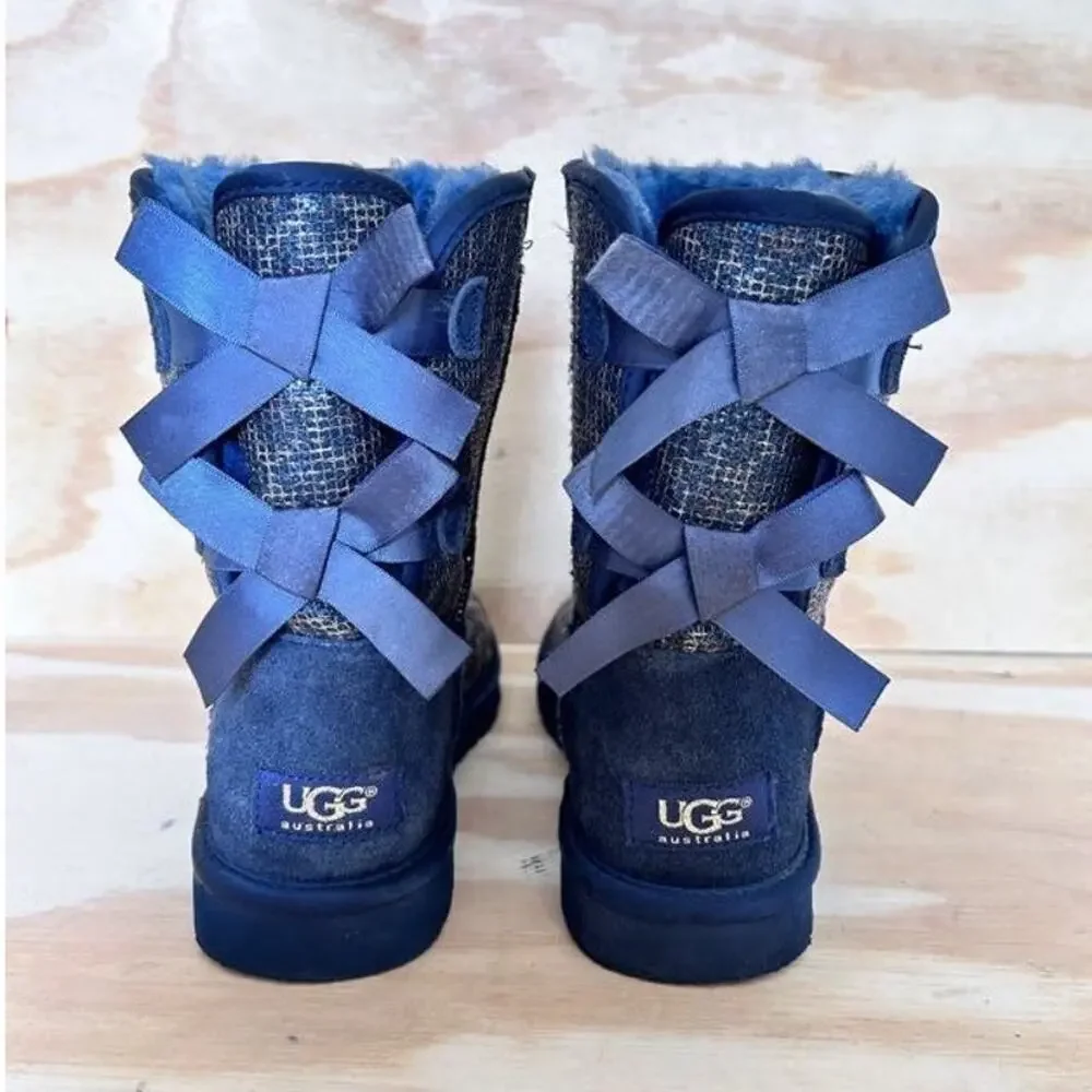 UGG Australia -Bailey Bow Glitter Leopard -Boots -Blue -Women's - 6 -S/N 1006815